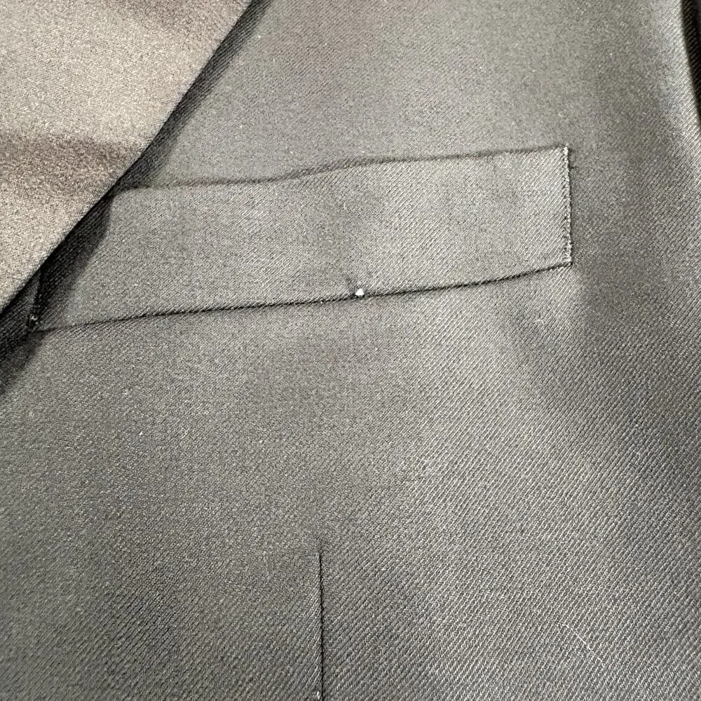 Calvin Klein Mens Tuxedo 43L Black 100% Wool Jacket Pants Two Piece Formal As-Is